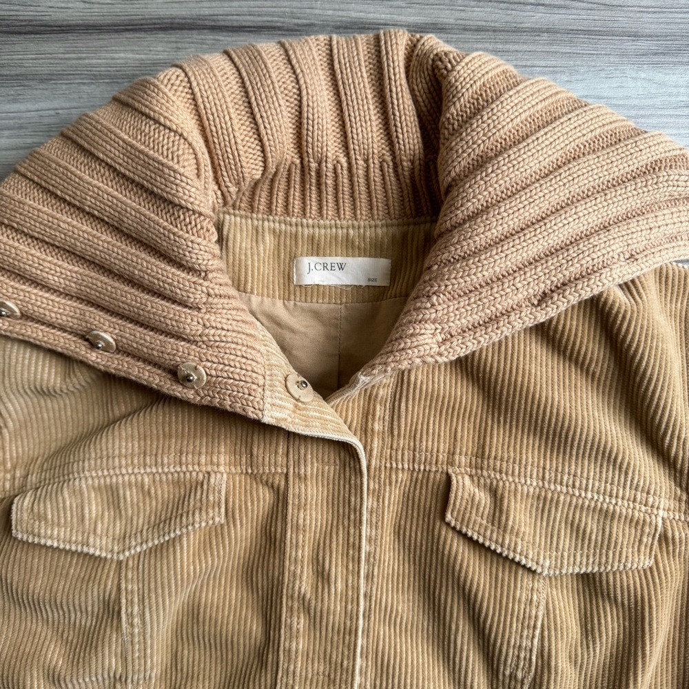 Vintage 90s J. Crew Tan Corduroy Jacket w/Knit Collar - Picture 7 of 10
